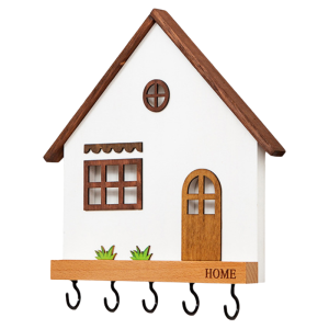 YUANSHANZHU | Creative No-drilling Wall-mounted Wooden Key Holder and Shelf