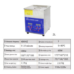 2L/4.5L/10L Digital Ultrasonic Cleaner SUS304 Basket Adjustable Heating Timing Portable Stainless Steel Thickened Material Cleaning Lab Machine