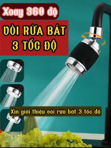 Đầu Vòi Nước Rửa Chén Bát Xịt Tăng Áp Lọc Nước Nhôm 100% Chống Gỉ 3 Tốc Độ Xoay 360 Độ Ion Âm Loại Bỏ Clo Automatik