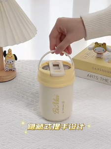 แก้วกาแฟเก็บอุณหภูมิ แก้วสแตนเลส ขนาด 450มล แถมช้อนพับได้ SUS304 ถ้วยกาแฟสแตนเลส