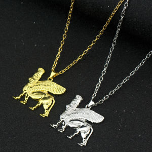 Ashur Pendant Necklaces for Women Men Lamma Winged Bull Lamassu is an Assyrian Protective Deity Jewelry