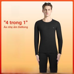 Quần áo giữ nhiệt nam MiiOW dày dặn cổ chữ V dệt kim polyester ấm áp