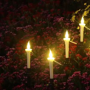Mitch168 1/4PCS Solar Long Candles Flameless Lamp Light Outdoor with Stakes Waterproof Decoration Landscape Light