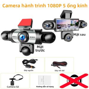 Camera Hành Trình 5 Mắt 1080P Tích Hợp WiFi Quay 360 Độ - Ghi Hình Phía Trước Trái Phải Trong Xe Phía Sau - Phụ Kiện Ô Tô