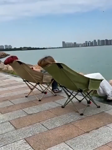 LOOGU Portable Moon Chair High Back Adjustable Folding Chair for Beach Camping Picnic