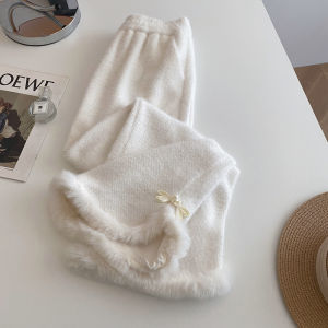 PAIBOLI | High Waisted Knit Flare Pants Slim Large Size