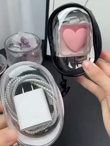 PVC Storage Bag Storage Pouch Cable Keychain Cartoon Doll Toy Organizer Earphones Dustproof  Display Plush Doll 透明收纳袋