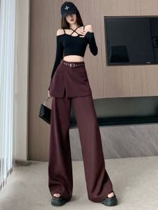 High Waist Straight Leg Suit Pants Womens Slimming Wide Leg Floor Length Trousers Fashionable Autumn Winter plus Size