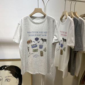 Modal Loose Short Sleeve T-Shirt Womens Summer Fashionable Cartoon Print Top Korean Style Comfortable Fit round Neck Shirt