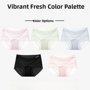 Miiow | Womens Ice Silk Underwear Ultra-Thin Breathable Triangle Shorts Seamless Comfortable Pure Cotton Crotch Mid-Waist Design