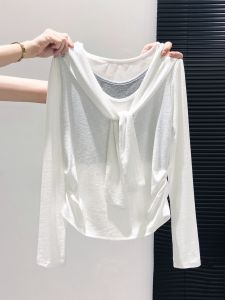 Elegant Long Sleeve T-Shirt Womens Early Autumn Outerwear 2025 New Design High-End Waist-Cinching Base Shirt Top