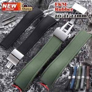 20mm 21mm 22mm Fluoro Rubber Strap Men Women Universal Watchband FKM Curved Bracelet Woven Pattern Quick Release Wristband Belt