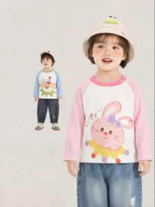 CUTEPANDAS | Áo Thun Tay Dài Trẻ Em Phong Cách Thư Giãn Hình Hoạt Hình