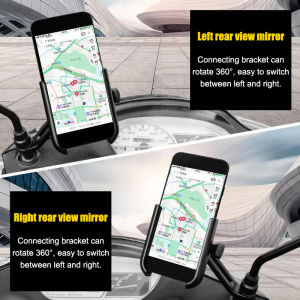 Mobile Cellphone Holder Mount Alloy Aluminum Mirror Mount Motorcycle Phone Holder 360° Adjustable Metal Phone Holder Universal