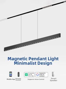 Magnetic Track Mounting Dazzle-Free Strip Pendant Light Smart Dimmable