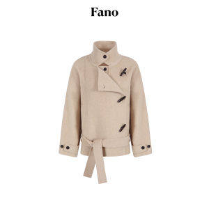 Fano | Áo Khoác Len Double-Faced Phong Cách Thanh Lịch Form Rộng Có Nút Sừng Dài Ngắn