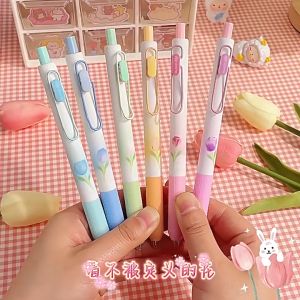 0.5mm Gel Pens Set Quick Drying Black Ink Replace Refill Ballpen 6PCS School Supplies