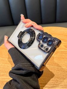 เคสโทรศัพท์แบบบางเฉียบ Samsung S25 Ultra พร้อมขาตั้งแม่เหล็ก ครอบเต็มจอ ป้องกันเลนส์ ทนทานต่อการตกหล่น ดีไซน์เรียบง่าย