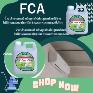 FC-A น้ำยาล้างคอยล์แอร์ช่วยขจัดคราบสกปรก สูตรช่วยฆ่าเชื้อโรค กลิ่นยูคาลิปตัส ชนิดล้างน้ำออก ไม่มีส่วนผสมของโซดาไฟ พร้อมใช้งาน