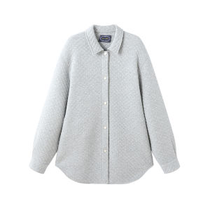 URLAZH | Winter Simple Quilted Shirt Jacket Oversized Casual Match All Loose Gray Dropped Shoulder