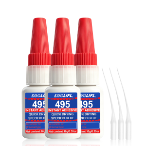 Loolifl 495 Super Glue 10g Fast Curing Instant Adhesive with Precision Tips Low Odor Multi-Material Cyanoacrylate Glue for Repa