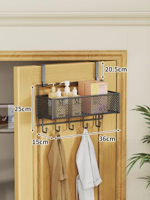 Multi-layered Wall-mounted Storage Shelf with Hooks No-drilling Required