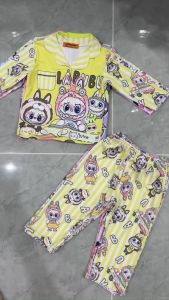 (11-46kg) Bộ Pizama dài tay bé gái thun lạnh mềm mịn mát bền đẹp hình gấu dâu- Đồ ngủ bé gái (229)