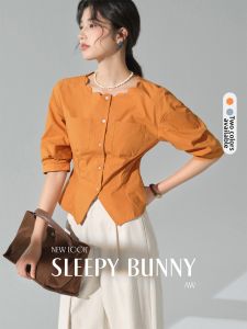 Pure Cotton Slim Fit Flared Shirt 3/4 Sleeve