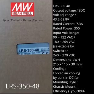 Mean Well LRS-350-48 48V 350W AC/DC Single Output Meanwell Power Supply - Original - 1 Year Warranty