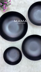 Mama Cooking - ชามเกาหลีเมลามีน เรียบ ชามเมลามีน ขนาด 11.5 14 17.5 19 21.5 cm ชามราเมง ชามก๋วยเตี๋ยว ชามแบ่ง สีดำ