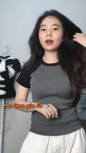 Áo Thun Nữ Baby Tee Trơn PHỐI MÀU Chất Thun Gân Co Dãn Ôm Body Cổ Tròn Tay Ngắn