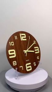 COD 12-inch wooden wall clock luminous silent clock creative luminous fluorescent clocks