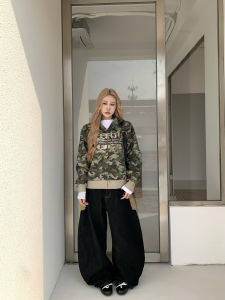 Áo Khoác Nỉ Màu Xanh Lá Cây Có Mũ Trùm Đầu ZHL Studio2025 Mùa Xuân Cổ Chữ Cái Phong Cách Mỹ Cổ Điển Áo Khoác Ngoài Ngắn Cho Nữ Áo Len Cardigan Hở