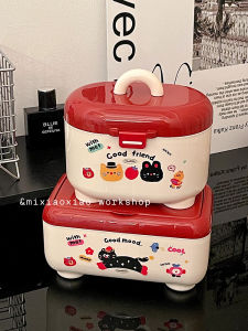 Desktop Organizer Box Tissue Holder Partition Makeup Jewelry Accessories Storage Box Large Capacity Double Layer Cute Cartoon