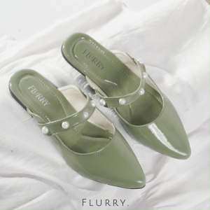 Dena Flat Sepatu Wanita Uung Lancip Glossy Sepatu Flat Fashion Kekinian Flatshoes Mutiara