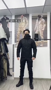 Tactical Soft Shell Hooded Jackets Mens Outdoor Multi-pockets Waterproof Windbreak Coats Casual Combat Military Male Jacket