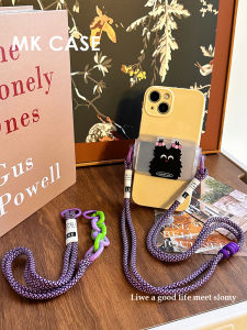 Portable Cute Cat Mirror Phone Clip Shoulder Strap Multi-Functional Anti-Loss Handheld Lanyard Universal Acrylic Nylon Wire