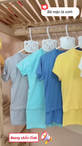 Bộ cộc tay cài thẳng trơn BENTY chất mềm mịn quần áo trẻ em thoáng mát an toàn cao cấp