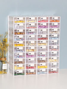 กล่องเก็บของ DIY โปร่งใสสําหรับลูกปัดและขยะสํานักงานพร้อมลิ้นชัก ชิ้นส่วนที่เคลื่อนไหวได้และสามารถถอดออกได้ วัสดุพลาสติก