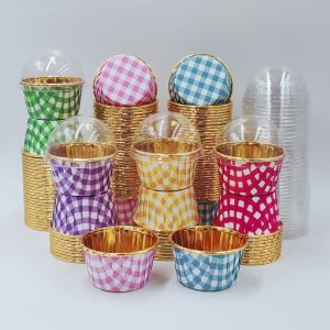 Set50pcs Disposable Cupcake Cups With LidsDisposable Muffin Cups With LidsHeat Resistant Glossy Cupcake LinersBaking CupsBa