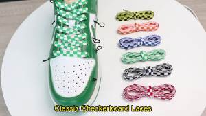 1 Pair Flat Shoelaces Two-color Printing Checkerboard Shoe Laces for Sneakers Casual Canvas Shoe Accessories White Shoelace