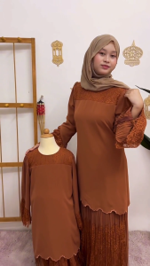 【KOLEKSI BAJU RAYA】Set Family KURUNG MODERN BUDAK Set Family WARNA RICH BROWN / OLIVE GREEN / GREY / TEAL BLUE