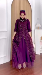 Keyla Dress Matt Tille Mix Brukat Apk Payet Size XL Dress Kondangan Terbaru 2025 Fashionable Murah