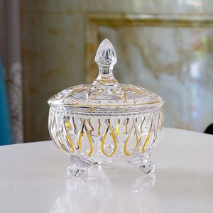 กล่องเก็บของคริสตัลหรูหราสำหรับใส่ขนม กล่องเก็บของแบบยุโรปสำหรับใส่ผงชูรส กล่องเก็บของสำหรับใส่ผลไม้แห้ง กล่องเก็บของแบบเรียบง่ายและโมเดิร์น