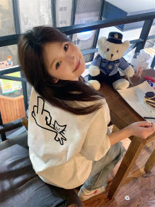 Pure Cotton Short Sleeve T-Shirt Womens Summer Shoulder Design Loose Fit Half Sleeve Top Korean Style Commute Fashion