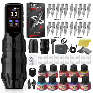 XNET Titan Max ไร้สายสักชุด 20 ชิ้นตลับหมึก Coreless มอเตอร์ Multi - Function Touchscreen แบตเตอรี่ 1-12 โวลต์สําหรับ Tattoo
