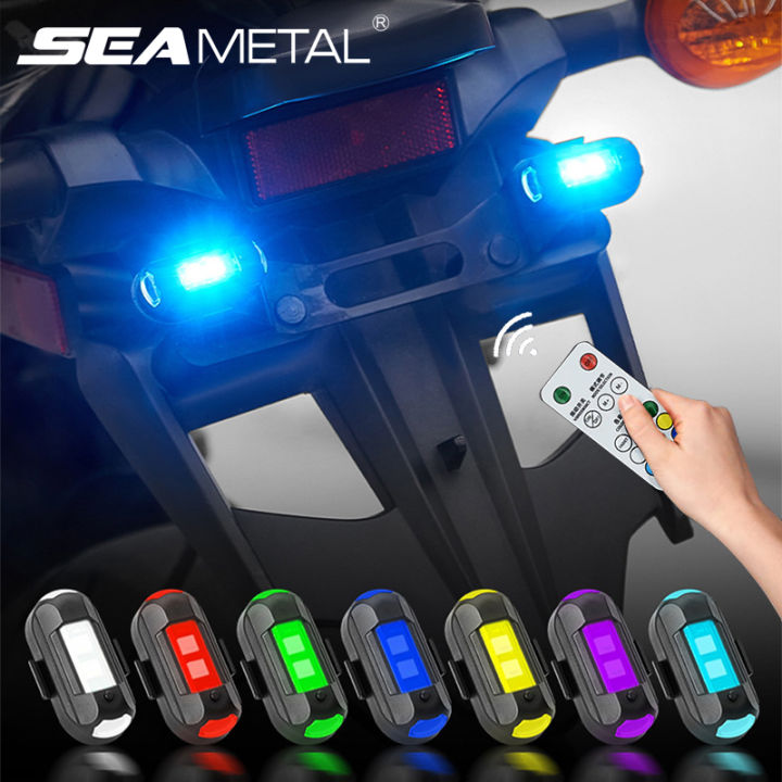 SEAMETAL LED Strobe Light Motorcycle Flashing Light USB Charging Vibration Sensing Tail Light