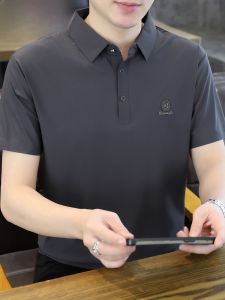 HENGYUANXIANG | Hengyuanxiang Mens Short Sleeve Polo Shirt Pure Color Ice Silk Cool Feeling Casual Business Turn Collar Summer T-Shirt