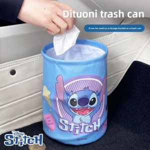 Disney Stitch Car Trash Can Cartoon Cute Car Supplies Portable Folding Storage Bag Waterproof Umbrella Storage Bucket Wholesale