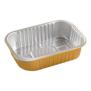 Gold Aluminum Foil Box Rectangular Barbecue Camping Picnic Tableware Special Use Oven Home Use Aluminum Foil Lunch Box